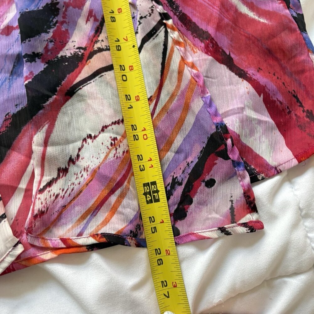 Vintage Y2K Womens Size P Large 3/4 Sleeve Abstract Purple Art Cardigan - Picture 6 of 8